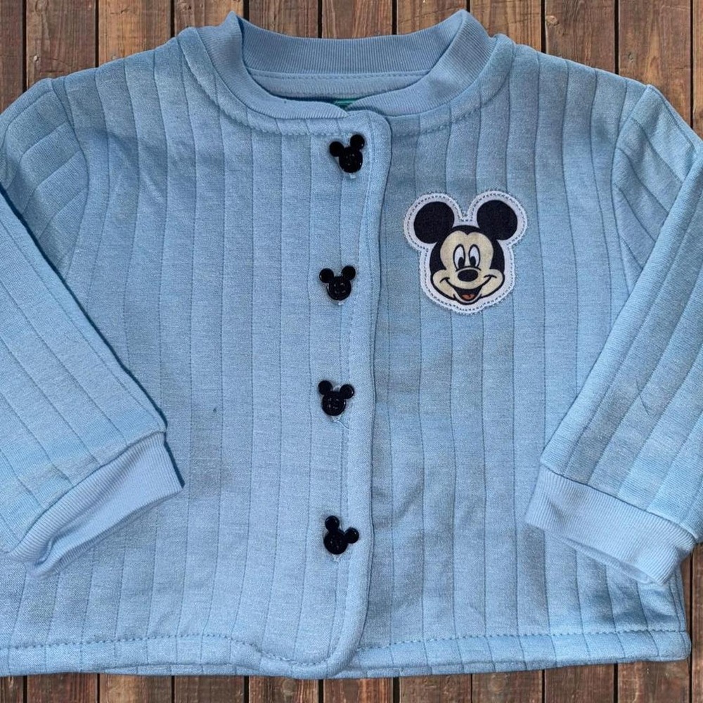 Disney Baby Mickey Mouse Quilted Jacket Blue Patch Button Up 6/9M